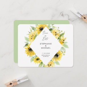 Modern Sunflowers Spray Wedding Save the Date 