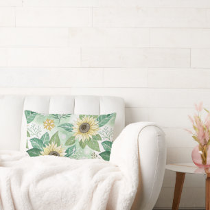 Modern Sunflowers Winter pattern Lumbar Pillow