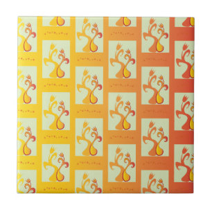 Modern Sunny yellow Tulip Couple illustration Tile