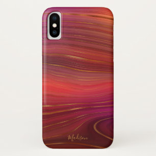 Modern Sunrise Agate Marble Pattern with Name Case-Mate iPhone Case