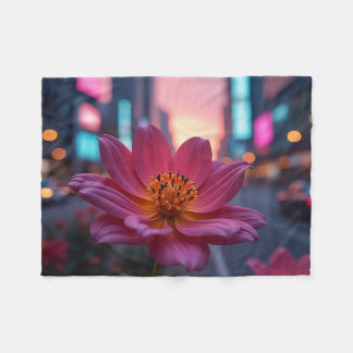 Modern Sunrise Bloom Fleece Blanket