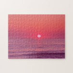 Modern Sunset Beach Gradient Pink Jigsaw Puzzle<br><div class="desc">Puzzle with Gradient Pattern and Beach Sunset</div>