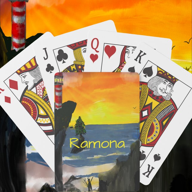 Modern Sunset Customize Name Playing Cards (Creator Uploaded)