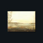 Modern Sunset Landscape Oil Painting Canvas Print<br><div class="desc">A modern oil painting of a landscape by Jennifer Goldberger. Leaves creep in from the side while a beautiful sunset rests on the horizon. An amazing print that would make an amazing purchase!</div>