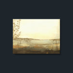 Modern Sunset Landscape Oil Painting Canvas Print<br><div class="desc">A modern oil painting of a landscape by Jennifer Goldberger. Leaves creep in from the side while a beautiful sunset rests on the horizon. An amazing print that would make an amazing purchase!</div>