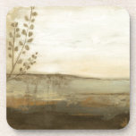 Modern Sunset Landscape Oil Painting Coaster<br><div class="desc">A modern oil painting of a landscape by Jennifer Goldberger. Leaves creep in from the side while a beautiful sunset rests on the horizon. An amazing print that would make an amazing purchase!</div>