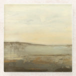 Modern Sunset Landscape Oil Painting Glass Coaster<br><div class="desc">A modern oil painting of a landscape by Jennifer Goldberger. Leaves creep in from the side while a beautiful sunset rests on the horizon. An amazing print that would make an amazing purchase!</div>