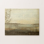 Modern Sunset Landscape Oil Painting Jigsaw Puzzle<br><div class="desc">A modern oil painting of a landscape by Jennifer Goldberger. Leaves creep in from the side while a beautiful sunset rests on the horizon. An amazing print that would make an amazing purchase!</div>