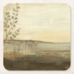 Modern Sunset Landscape Oil Painting Square Paper Coaster<br><div class="desc">A modern oil painting of a landscape by Jennifer Goldberger. Leaves creep in from the side while a beautiful sunset rests on the horizon. An amazing print that would make an amazing purchase!</div>