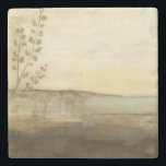 Modern Sunset Landscape Oil Painting Stone Coaster<br><div class="desc">A modern oil painting of a landscape by Jennifer Goldberger. Leaves creep in from the side while a beautiful sunset rests on the horizon. An amazing print that would make an amazing purchase!</div>