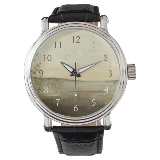 Modern Sunset Landscape Oil Painting Watch (Front)
