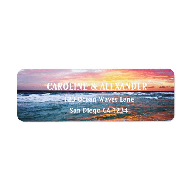 Modern Sunset Ocean Tropical Beach Adresse de reto (Devant)
