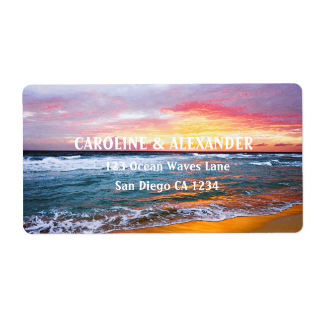 Modern Sunset Ocean Tropical Beach Wedding (Front)
