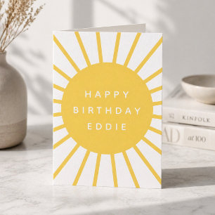 Modern Sunshine   Custom Name Happy Birthday Cute Card