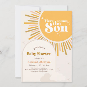 Modern Sunshine Retro Boho Baby Shower Invitation