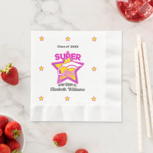 Modern Super Grad Pink - Personalize Name and Year Napkin