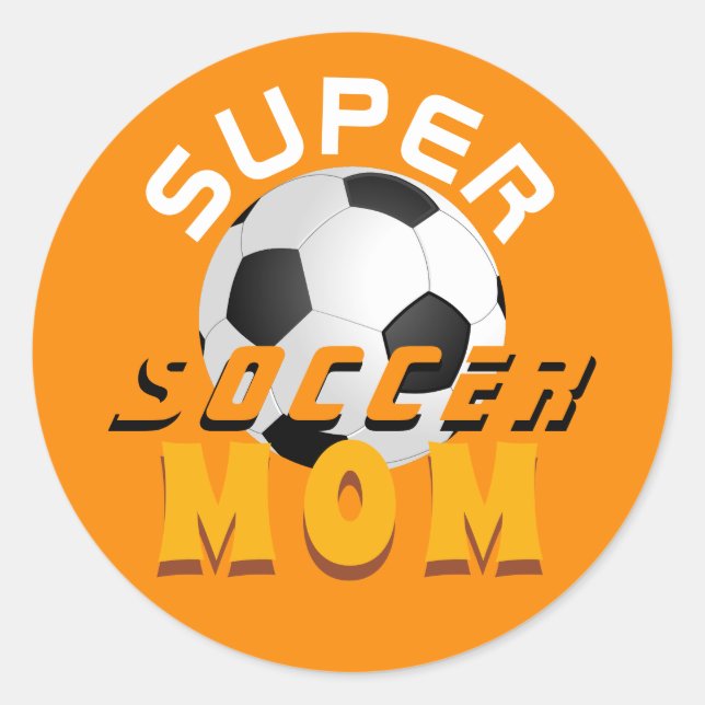 Modern Super Soccer Mom Football Sport Classic Round Sticker (Front)
