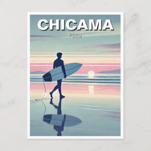 Modern Surfer Sunset Chicama Peru Postcard