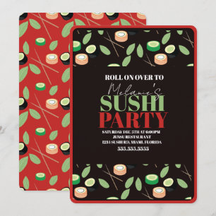 Modern Sushi Party Rolls Birthday Name Holiday Card