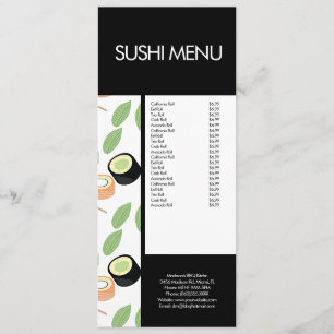 Modern Sushi Roll Asian Restaurant Pattern Menu
