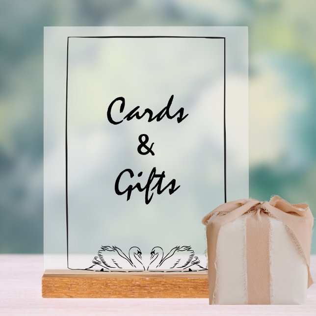 Modern Swan Chic Timeless Cards and Gifts Wedding  Acrylic Sign (Creator Uploaded)