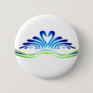 MODERN SWANS & HEART by SHARON SHARPE 2 Inch Round Button