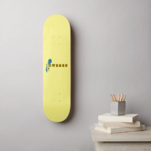 Modern sweden swedish Art Letter map Flag Souvenir Skateboard