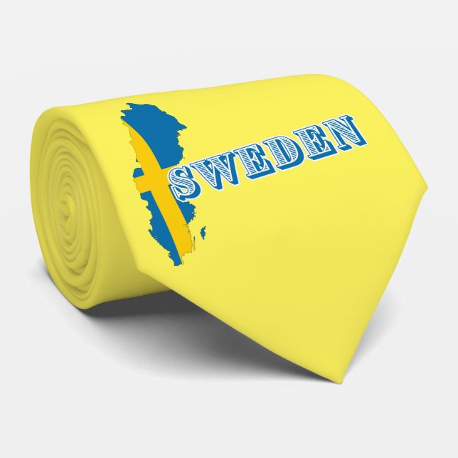 Modern sweden swedish Art Letter map Flag Souvenir Tie (Rolled)