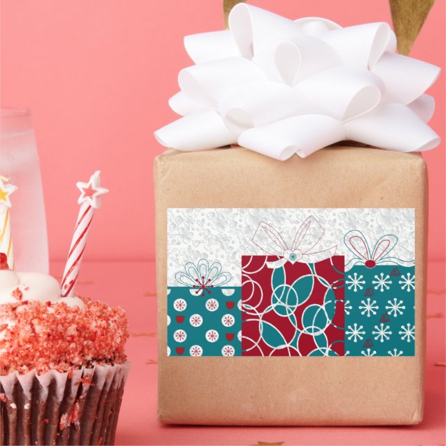 Modern Swedish Red Blue Holiday Wrapped Gifts  Sticker (Party)
