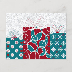 Modern Swedish Red Blue Presents Wrapped Gifts Postcard