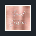 Modern Sweet 16 Birthday Rose Gold Blush Pink Napkin<br><div class="desc">Modern Sweet 16 Birthday Party Metallic Stainless Steel Rose Gold Foil Blush Pink Napkins which are perfect for a Rose Gold or Blush Pink Birthday Party. These Napkins are perfect for a Sweet Sixteen Birthday Party.</div>