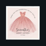 Modern Sweet 16 Script Dress Birthday Custom Paper Napkin<br><div class="desc">Featuring a pretty blush pink dress with modern script,  this birthday paper napkin is perfect for party. Easily replace the party details by clicking the "Personalize" button.</div>