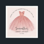 Modern Sweet 16 Script Dress Birthday Custom Paper Napkin<br><div class="desc">Featuring a pretty blush pink dress with modern script,  this birthday paper napkin is perfect for party. Easily replace the party details by clicking the "Personalize" button.</div>