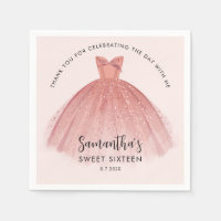 Modern Sweet 16 Script Dress Birthday Custom Paper
