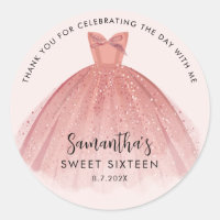 Modern Sweet 16 Script Dress Birthday Thank You