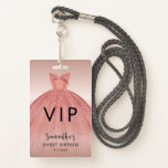 Modern Sweet 16 Script Dress Birthday VIP Badge<br><div class="desc">Featuring a pretty blush pink dress with modern script,  this birthday thank you sticker is perfect for saying thanks to friends and family who celebrated the day with you. Easily replace the party details by clicking the "Personalize" button.</div>