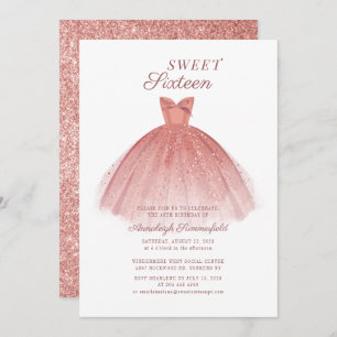 Modern Sweet 16 Script Sixteenth Birthday Party Invitation