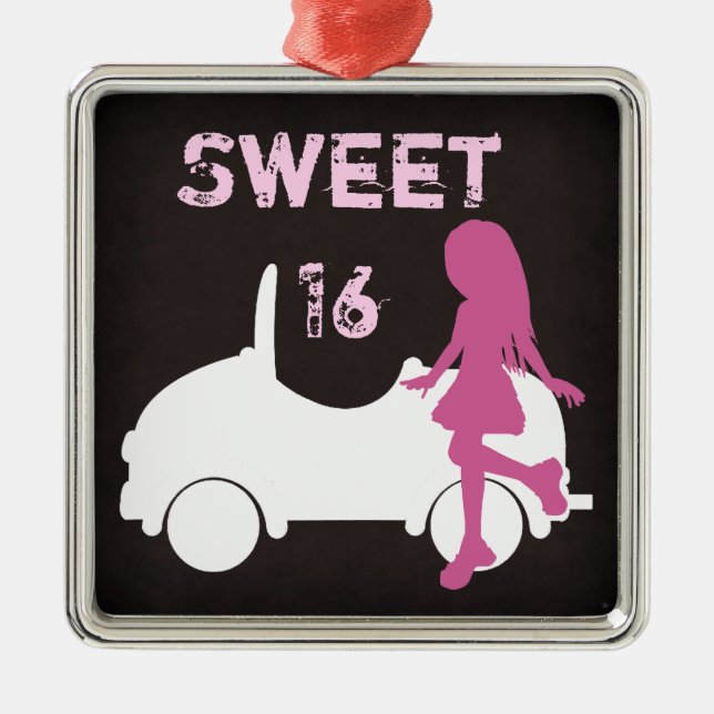 Modern Sweet 16 Silhouette Ornament (Front)