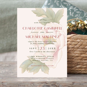 Modern Sweet Blush Pink Peony Floral Wedding Invit Invitation