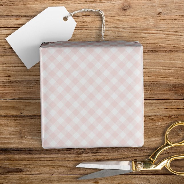 Modern + Sweet Light Pink Gingham  Wrapping Paper (Creator Uploaded)
