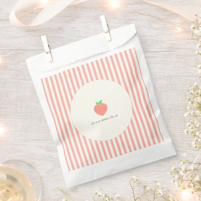 Modern Sweet Little Peach Stripes  Favour Bag (Clipped)