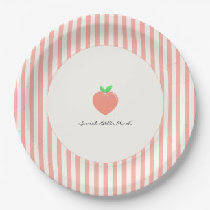 Modern Sweet Little Peach Stripes  Paper Plate
