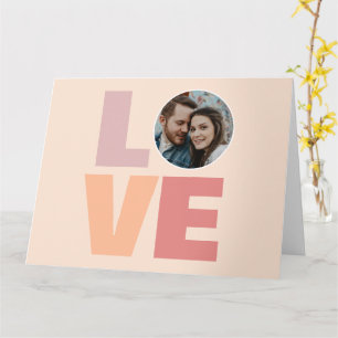Modern Sweet Peach Love Typography Photo  Card