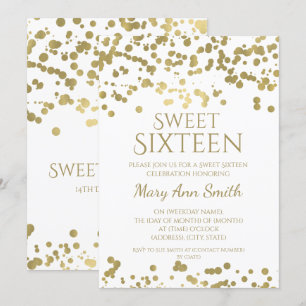 Modern Sweet Sixteen Gold Foil Confetti Invitation
