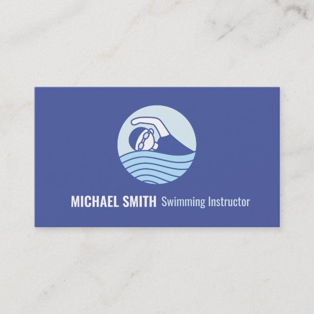 Modern Swimmer Swimming Instructor Business Card (Front)