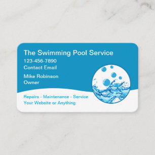 Modern Swimming Pool Service Unique Business Card