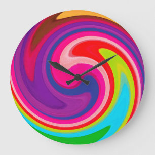 Modern Swirl Abstract Art Large Clock