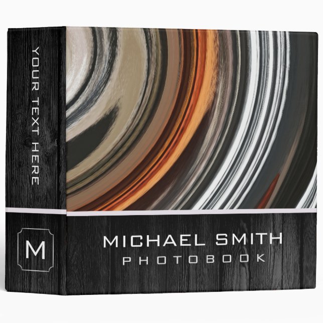Modern Swirl Abstract Photo Books Wood Look #6 Binder (Front/Spine)