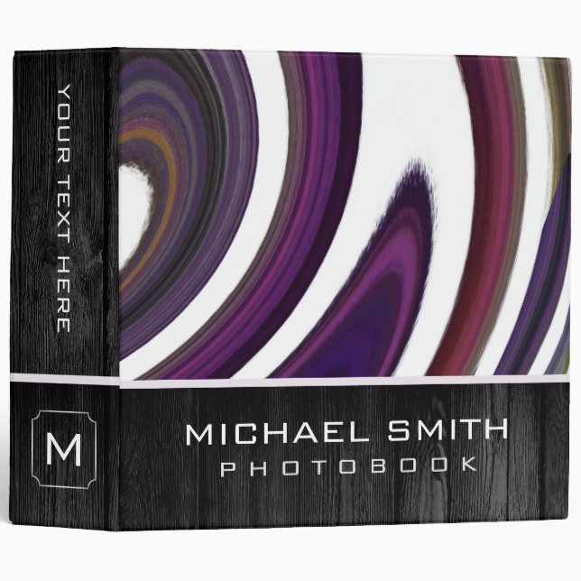 Modern Swirl Abstract Photo Books Wood Look #7 Binder (Front/Spine)