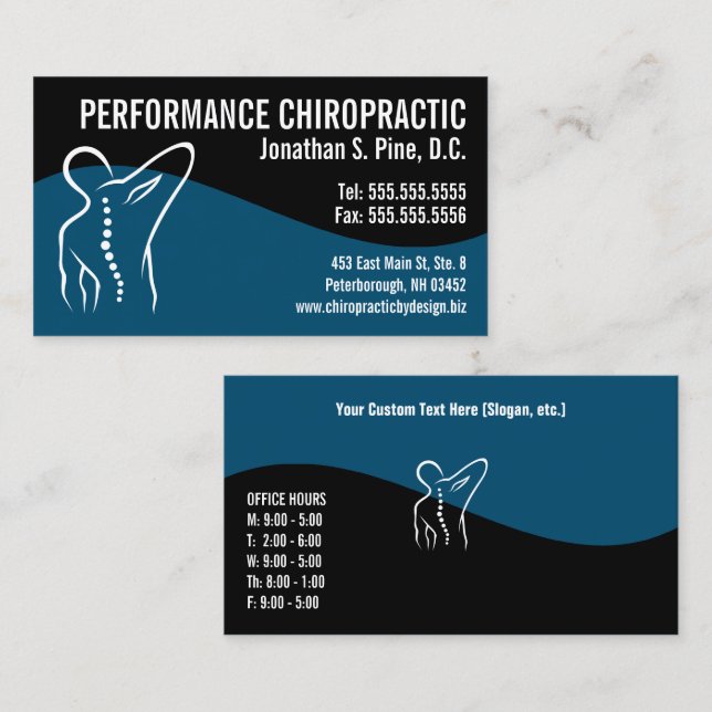 Modern Swirl Back Spine Logo Chiropractor Business Card (Front/Back)